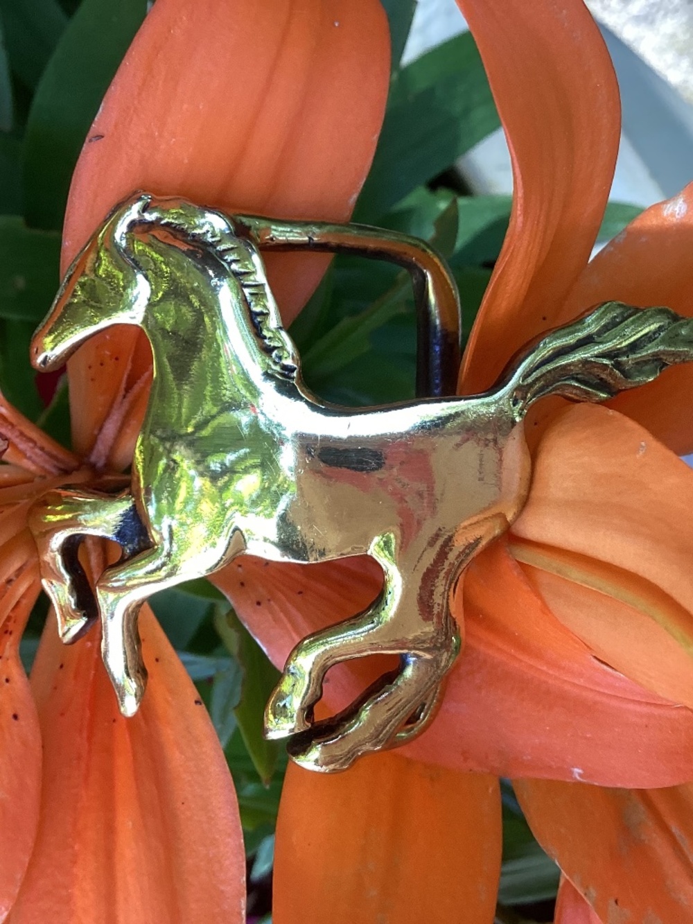 Vintage Petite Running Horse Designed Brass Belt Buckle🦋